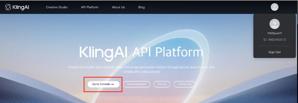 Go to Console 클릭