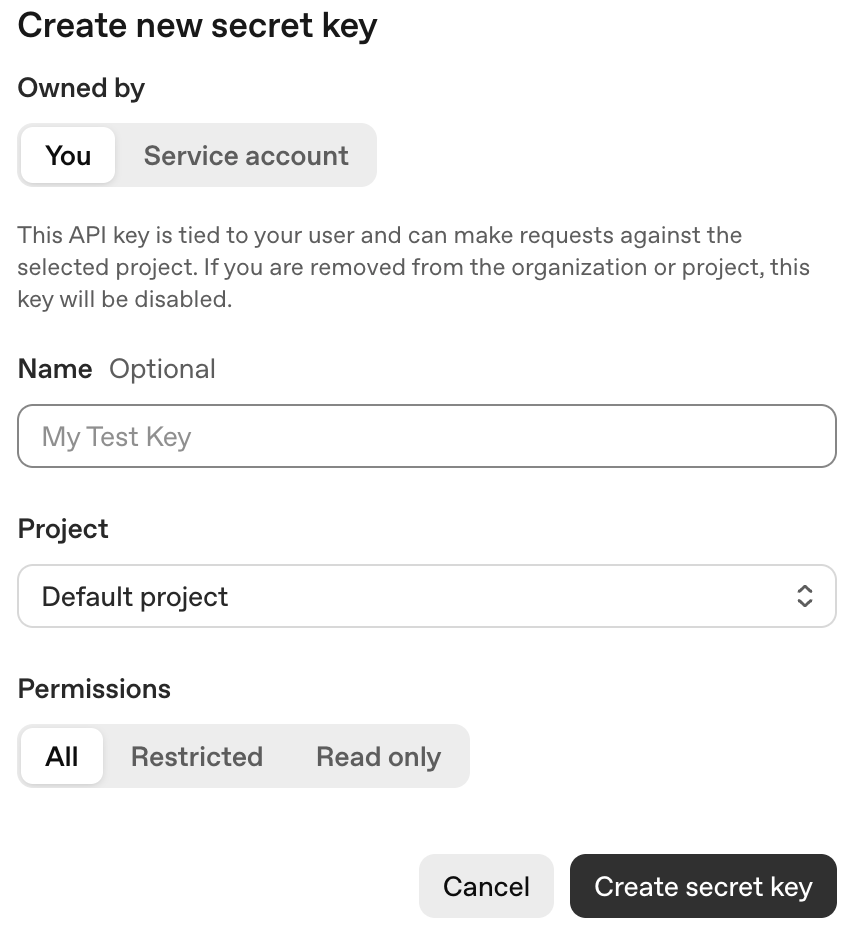 키 이름을 입력하고 생성합니다